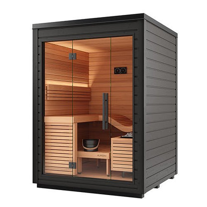 Auroom Aura 2-Person Outdoor Traditional Sauna Kit w/ Black Thermo-Spruce Wood -  product_vendor - Peak Primal Wellness