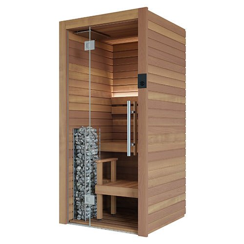 Auroom Cala Glass Mini 1-Person Traditional Sauna Kit w/ Thermo-Aspen Wood -  product_vendor - Peak Primal Wellness