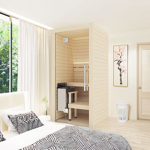 Auroom Cala Glass Mini 1-Person Traditional Sauna Kit w/ Aspen Wood -  product_vendor - Peak Primal Wellness