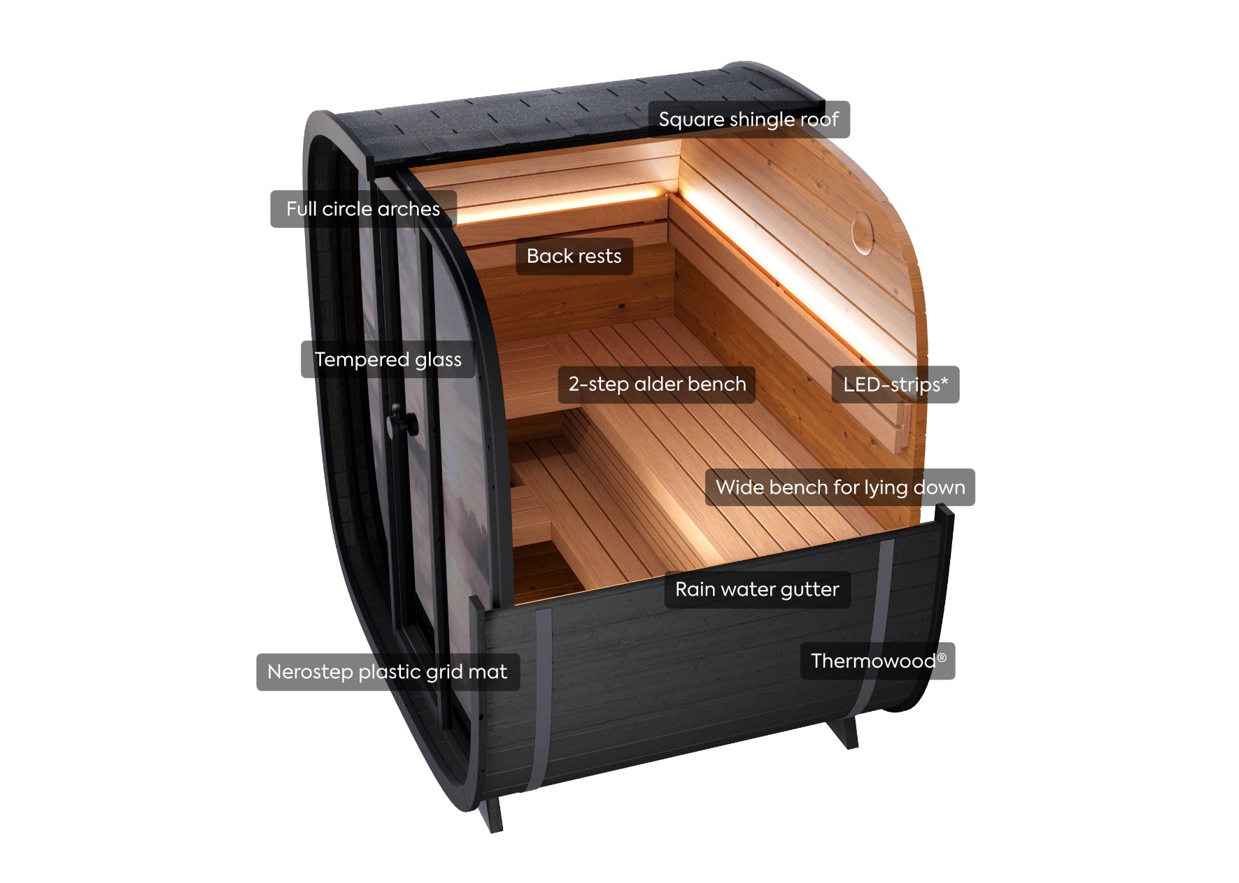 Leil Saunas Black Cube Classic - 4 Person Outdoor Sauna Kit -  product_vendor - Peak Primal Wellness