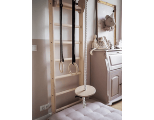 BenchK 112 + A204 - Wall Bars Swedish Ladder Solid Beech Wood Gymnastic Ladder with Adjustable Desk & Rings -  product_vendor - Peak Primal Wellness