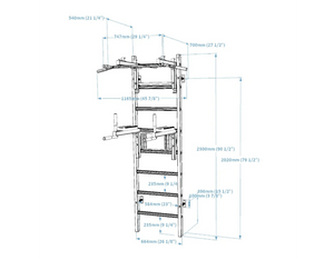 BenchK 232B Wall Bars Swedish Ladder - Multifunctional Fitness Ladder With Adjustable Pull - Up And Dip Bars -  product_vendor - Peak Primal Wellness