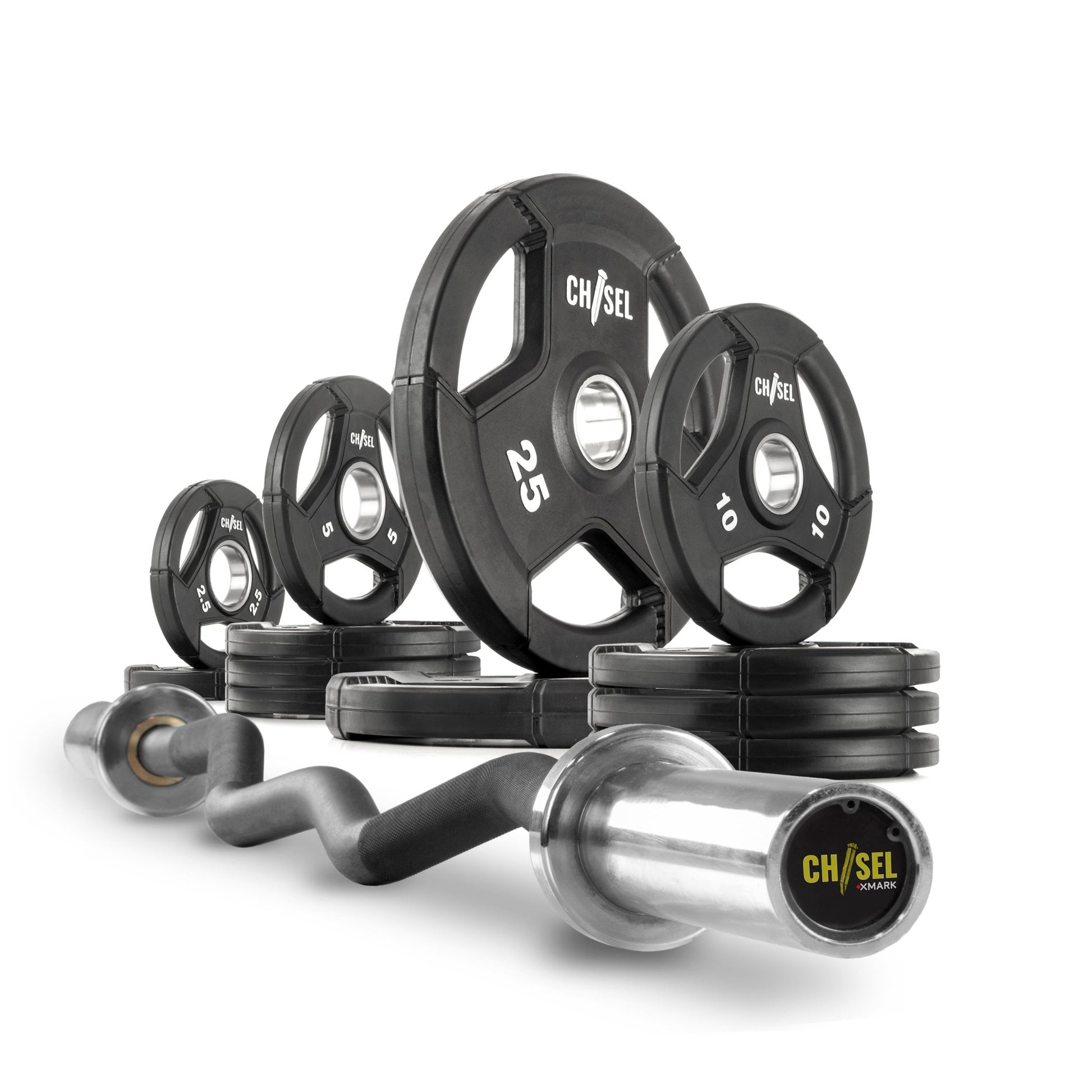 XMark Chisel Olympic Weight Plates and Curl Barbell Sets -  product_vendor - Peak Primal Wellness