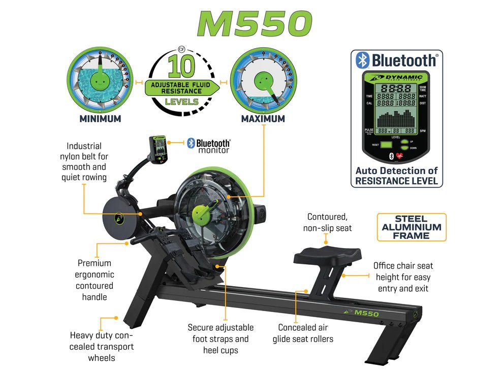 Dynamic Fluid Fitness M550 Rower -  product_vendor - Peak Primal Wellness