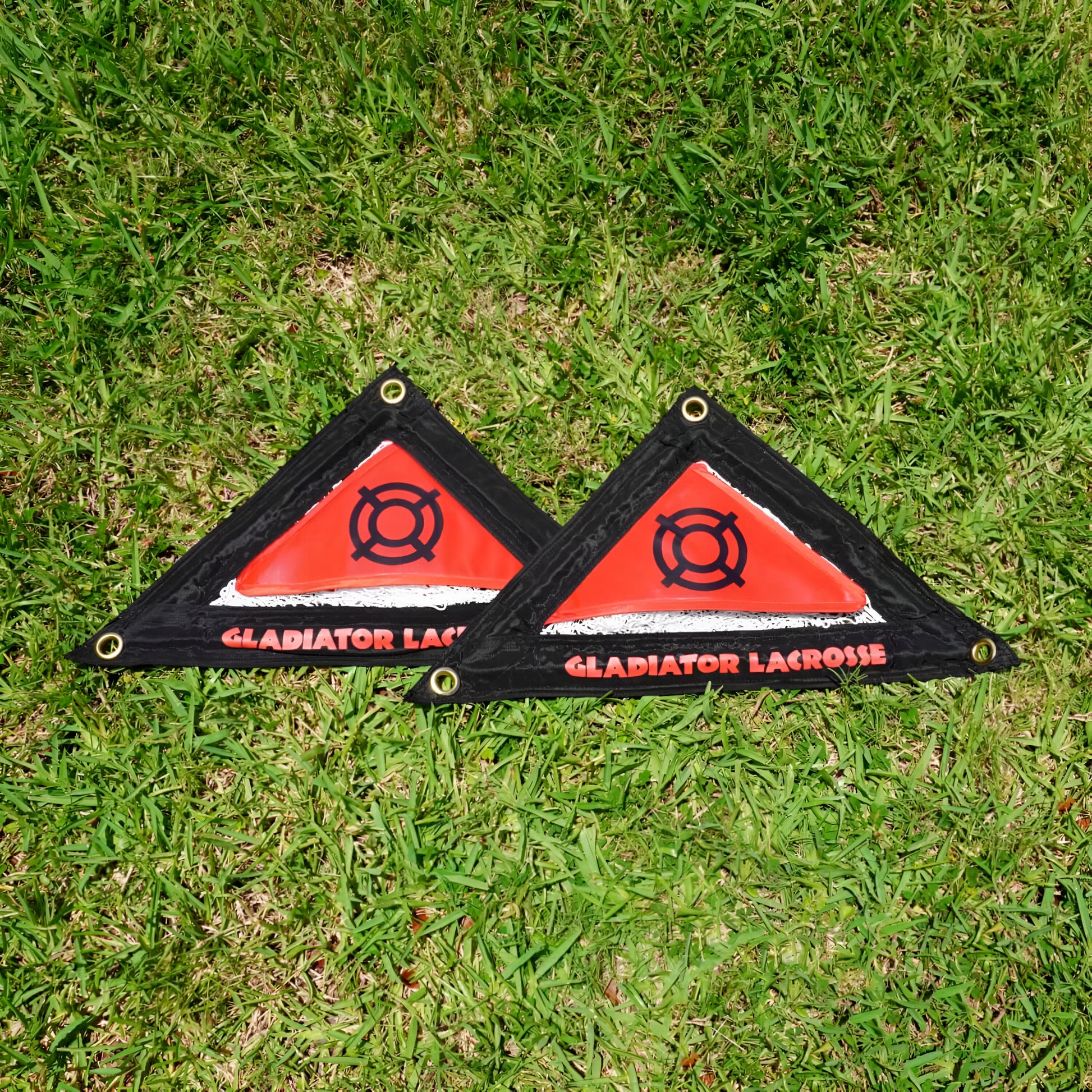 Gladiator Lacrosse® 18" x 18" Corner Targets Set for Enhanced Shooting Accuracy & Quick Setup, essential training aids for lacrosse players.