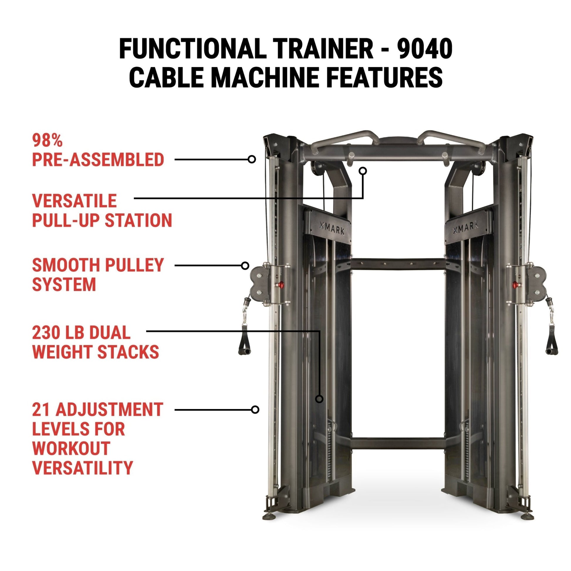 XMark Functional Trainer With Dual 230 lb Weight Stacks -  product_vendor - Peak Primal Wellness