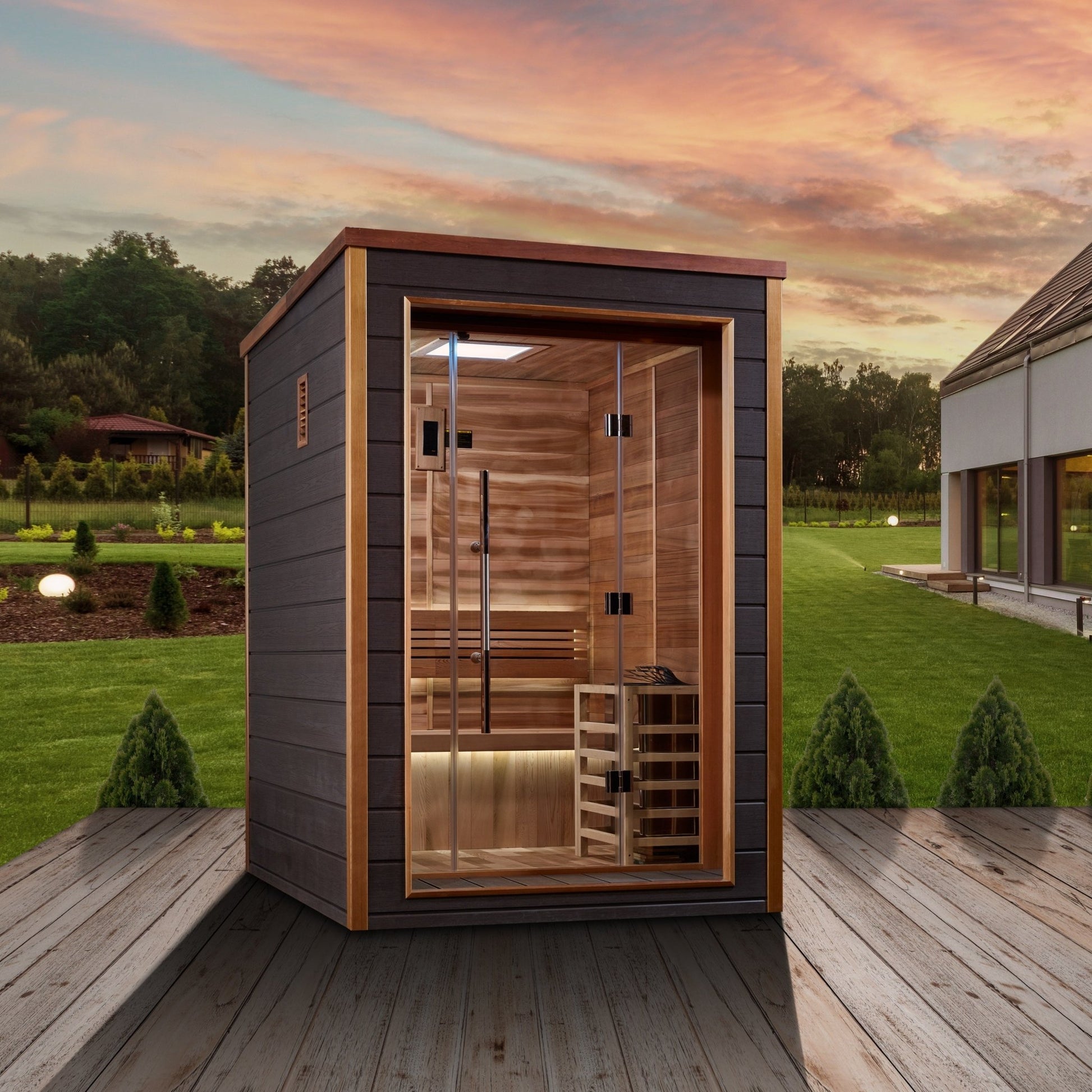 Golden Designs Narvik 2 Person Outdoor - Indoor Traditional Sauna (GDI - 8202 - 01) -  product_vendor - Peak Primal Wellness