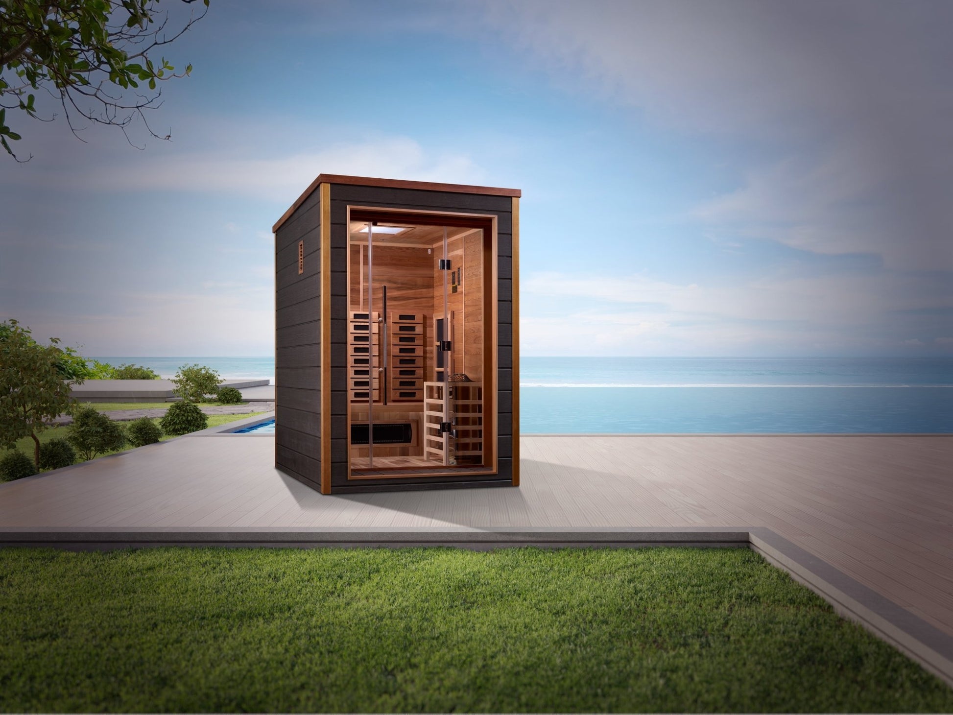 Golden Designs Nora 2 Person Outdoor - Indoor PureTech Hybrid Full Spectrum Sauna (GDI - 8222 - 01) -  product_vendor - Peak Primal Wellness