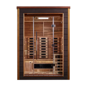 Golden Designs Nora 2 Person Outdoor - Indoor PureTech Hybrid Full Spectrum Sauna (GDI - 8222 - 01) -  product_vendor - Peak Primal Wellness