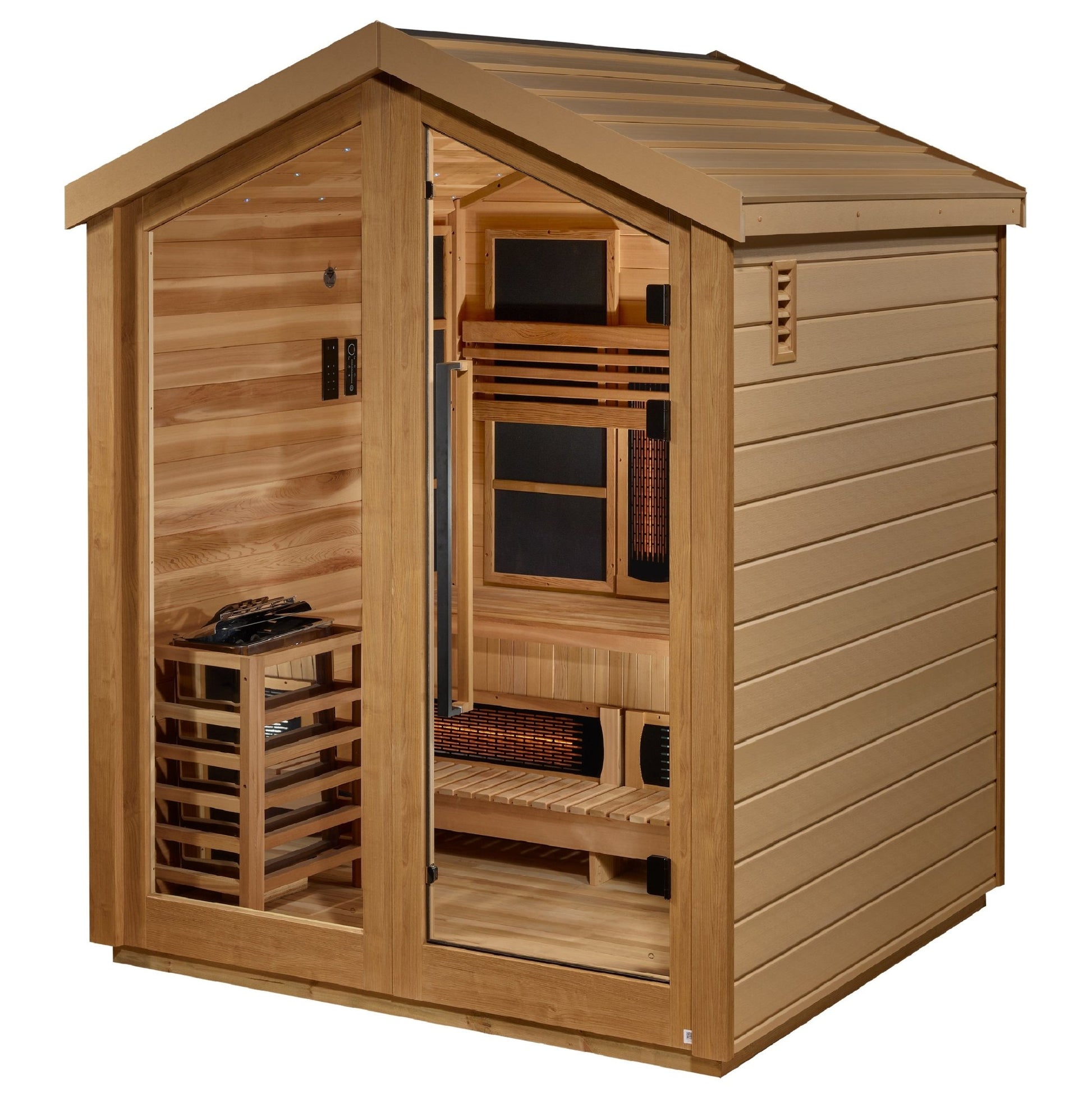 Golden Designs Loviisa 3 Person Barn Hybrid (PureTech™ Full Spectrum IR or Traditional Stove) Outdoor Sauna (GDI - 8523 - 01) -  product_vendor - Peak Primal Wellness
