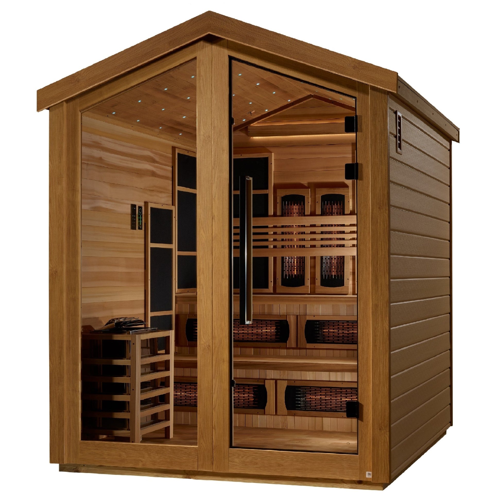Golden Designs Kaskinen 6 Person Barn Hybrid (PureTech™ Full Spectrum IR or Traditional Stove) Outdoor Sauna (GDI - 8526 - 01) -  product_vendor - Peak Primal Wellness