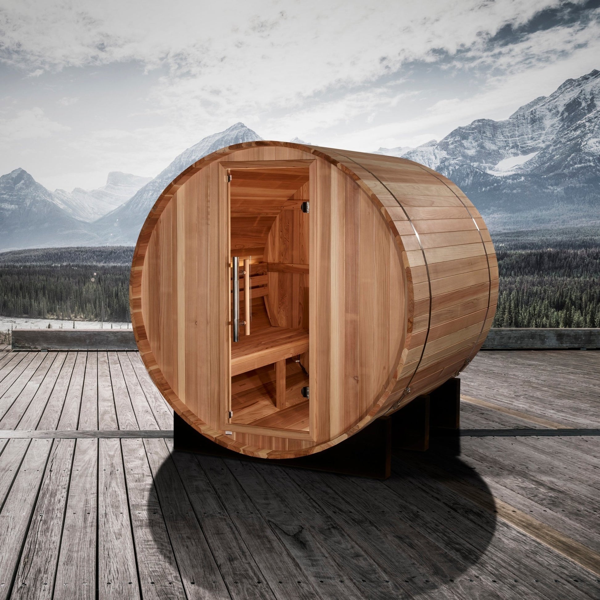 Golden Designs St. Moritz 2 Person Barrel Traditional Sauna (GDI - B002 - 01) -  product_vendor - Peak Primal Wellness