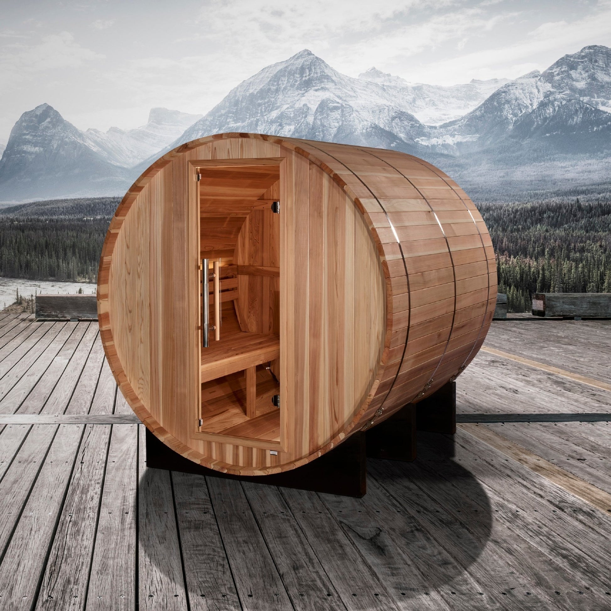 Golden Designs Arosa 4 Person Barrel Traditional Sauna (GDI - B004 - 01) -  product_vendor - Peak Primal Wellness
