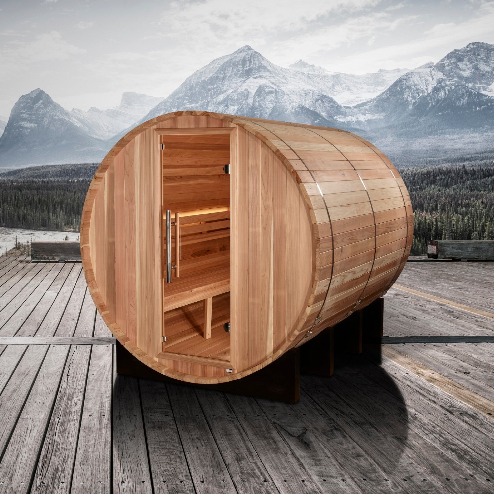 Golden Designs Klosters 6 Person Barrel Traditional Sauna (GDI - B006 - 01) -  product_vendor - Peak Primal Wellness