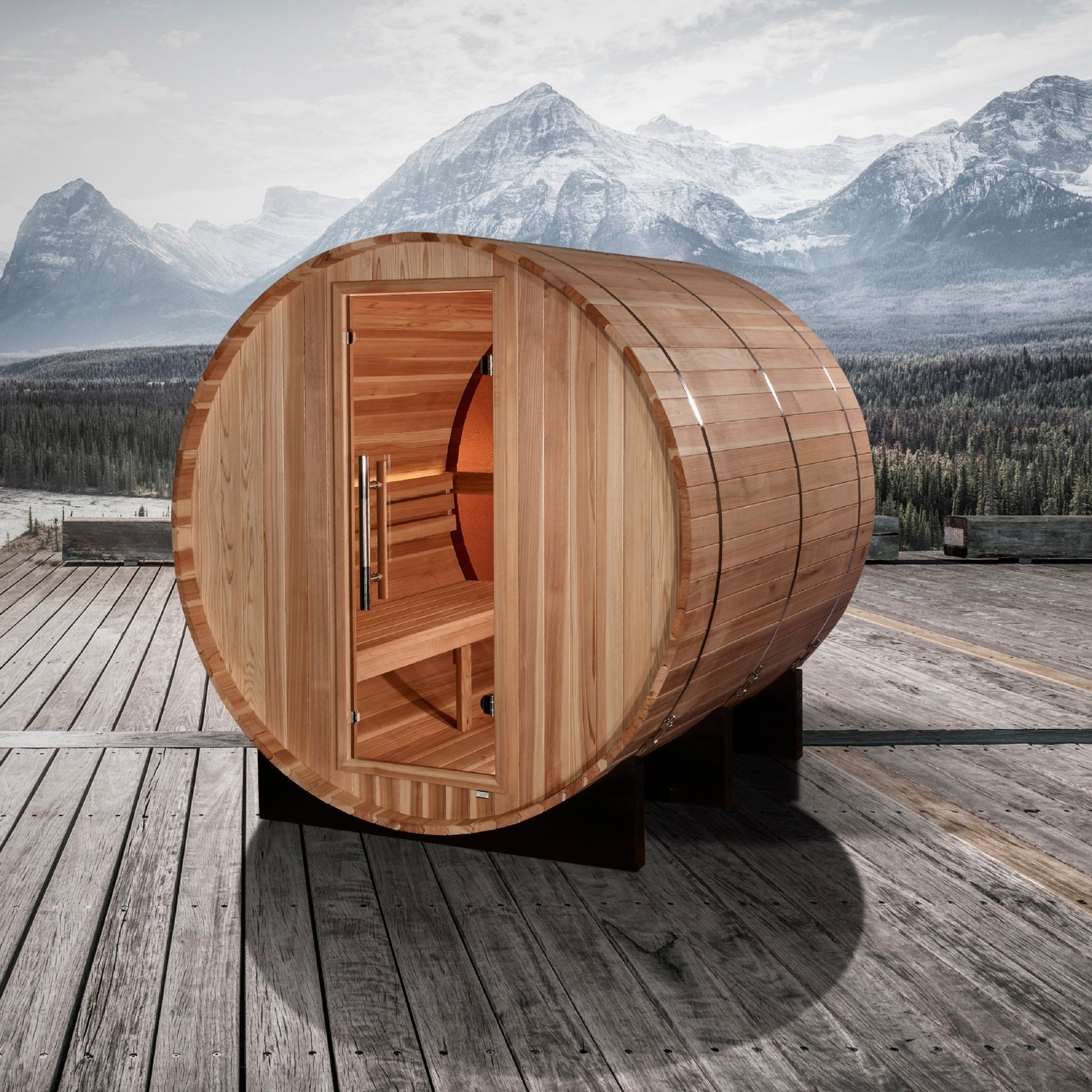 Golden Designs Zurich 4 Person Barrel with Bronze Privacy View Traditional Sauna (GDI - B024 - 01) -  product_vendor - Peak Primal Wellness
