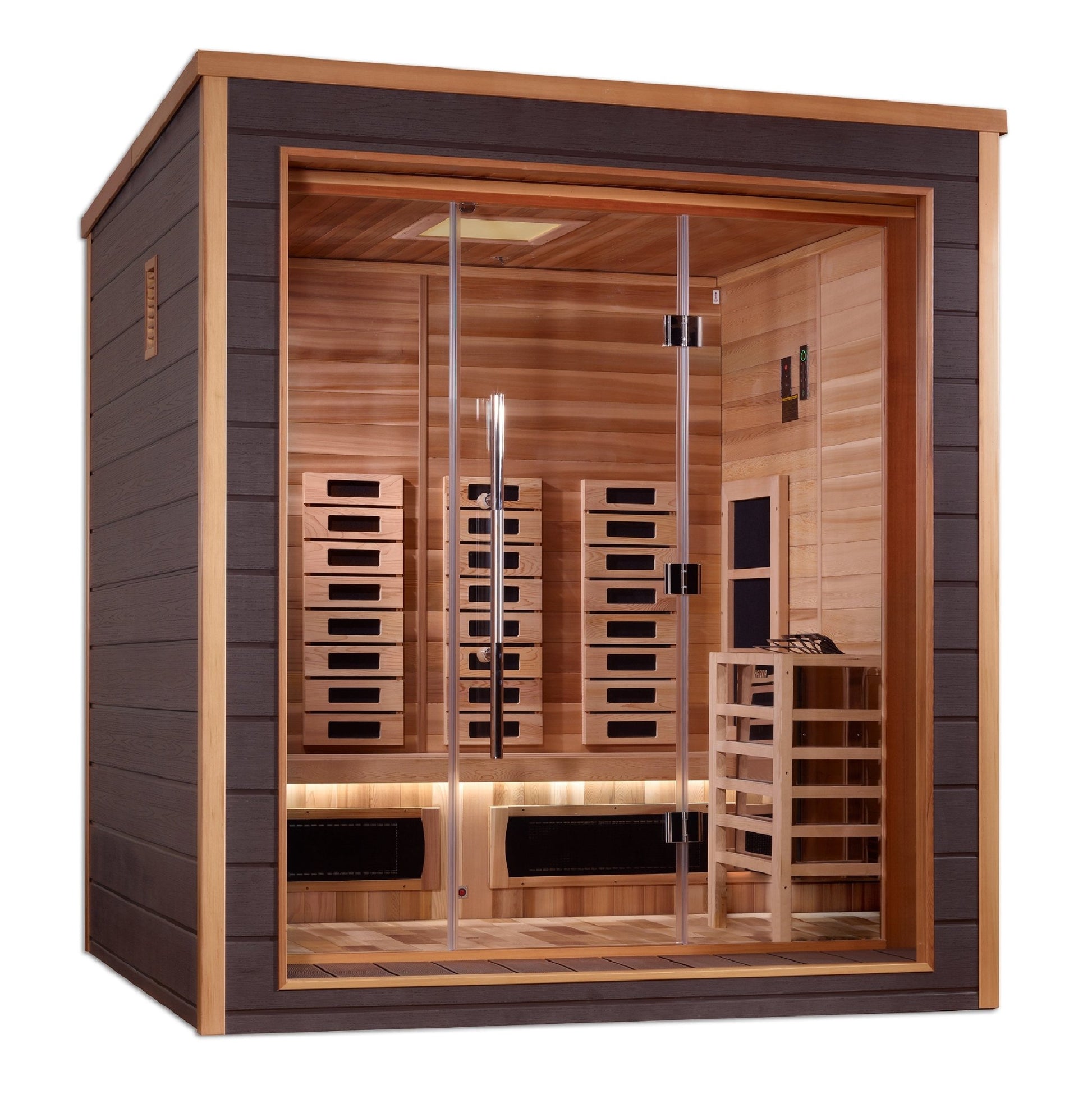 Golden Designs Visby 3 Person Outdoor - Indoor PureTech Hybrid Full Spectrum Sauna (GDI - 8223 - 01) -  product_vendor - Peak Primal Wellness