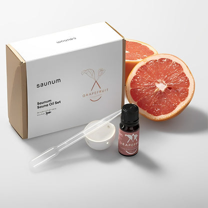 Saunum Grapefruit Aroma Oil Set - 10ml Essential Oil, Ceramic Bowl & Dropper for Relaxation