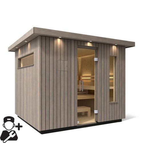 Kohler C2 Outdoor Sauna Kit, Weathered Grey Spruce, Up to 6 Persons -  product_vendor - Peak Primal Wellness