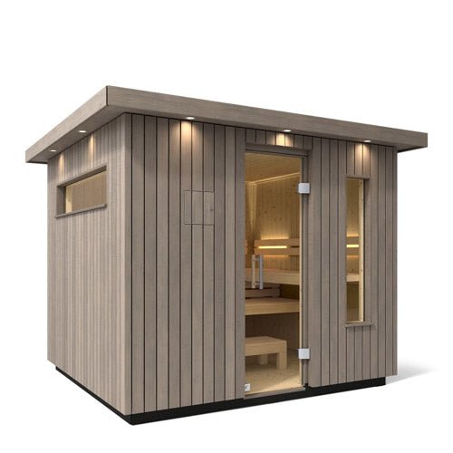 Kohler C2 Outdoor Sauna Kit, Weathered Grey Spruce, Up to 6 Persons -  product_vendor - Peak Primal Wellness