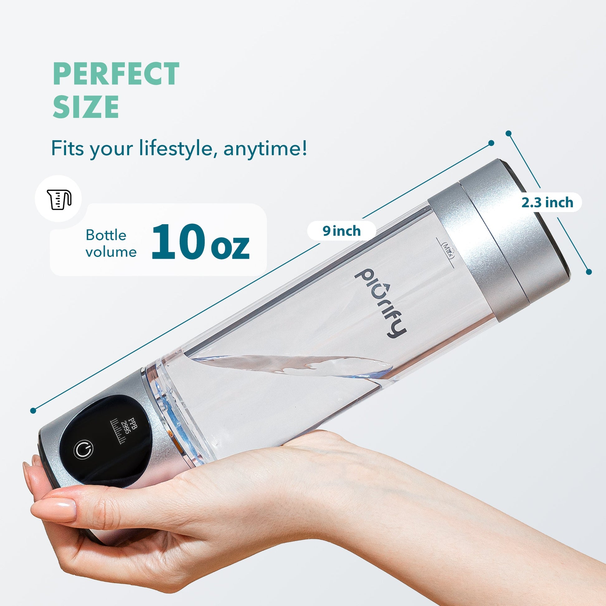 PIURIFY Hydrogenator® Hydrogen Water Bottle - Silver -  product_vendor - Peak Primal Wellness