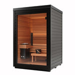Auroom Mira S 2-Person Outdoor Traditional Sauna Cabin Kit w/ Black Thermo-Spruce Wood -  product_vendor - Peak Primal Wellness