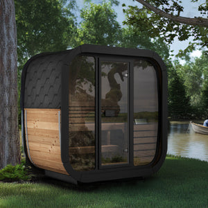 SaunaLife Cube-Series CL4G 4-Person Outdoor Sauna with Ergonomic Design & App-Controlled LED