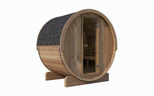 SaunaLife Ergo Series E6 3-Person Outdoor Sauna Barrel - Eco-Friendly Thermo-Spruce Design