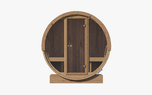 SaunaLife E7G 4 Person Traditional Outdoor Barrel Sauna w/ Full - Glass Front & Thermo - Aspen Seating -  product_vendor - Peak Primal Wellness