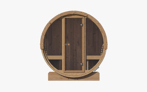 SaunaLife E7G Ergo-Series Outdoor Sauna Barrel with Full-Glass Front & Thermo-Aspen Seating