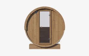 SaunaLife Ergo-Series E7W Outdoor Sauna - 3-Person Barrel with Panoramic Glass Window