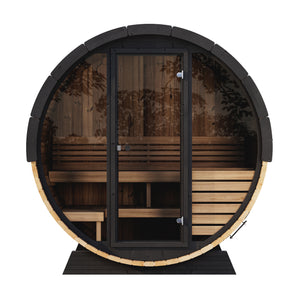 SaunaLife Ergo Elegance 6 Outdoor Sauna Barrel - 7'3" Interior, Ergonomic Seating, Wi-Fi LED