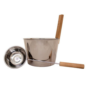 ProSaunas Stainless Sauna Bucket w/ Ladle | Stainless Steel 1 - Gal Sauna Bucket w/ Upright Handle and Ladle -  product_vendor - Peak Primal Wellness