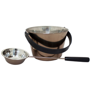 ProSaunas Stainless Sauna Pail w/ Ladle | Stainless Steel 1 - Gal Sauna Pail w/ Bentwood Handle and Ladle -  product_vendor - Peak Primal Wellness