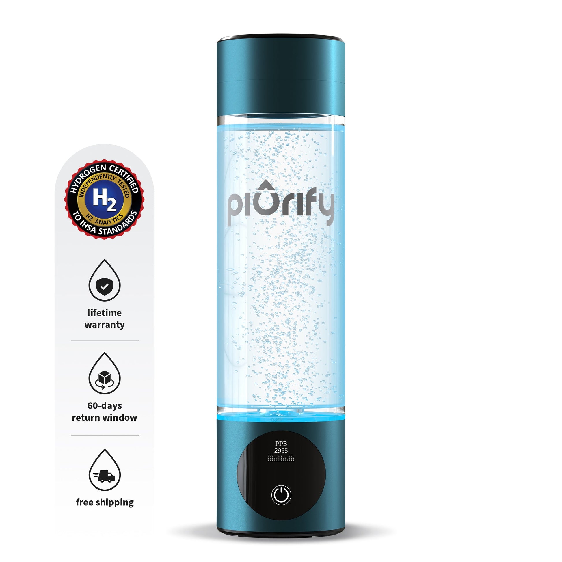 PIURIFY Hydrogenator® Hydrogen Water Bottle - Turquoise -  product_vendor - Peak Primal Wellness