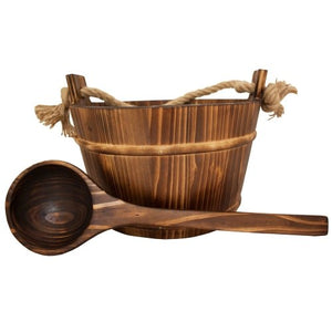 ProSaunas Spruce Sauna Bucket w/ Ladle | Lined 1 - Gal Spruce Sauna Bucket w/ Rope Handle and Ladle -  product_vendor - Peak Primal Wellness