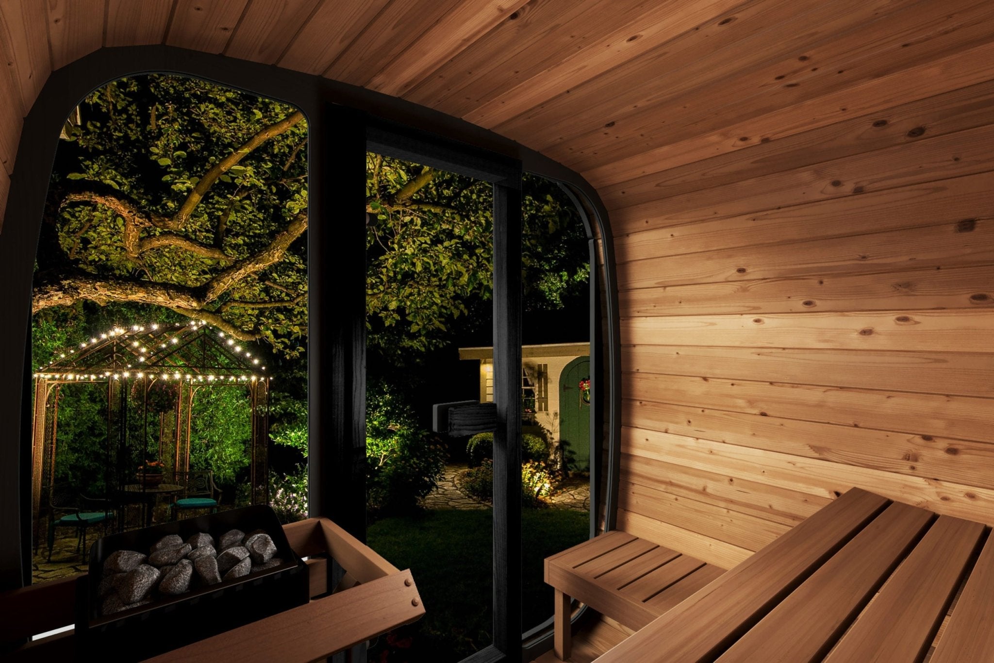 SaunaLife CL5G 4 Person Traditional Outdoor Cube Sauna w/ Glass