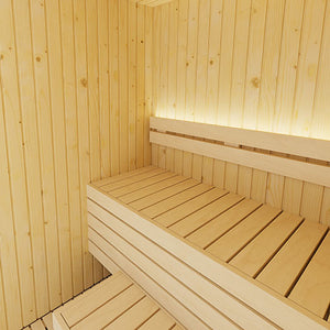 SaunaLife Xperience X2 Indoor 2-Person Sauna with Aspen Benches & Dimmable LED Lighting