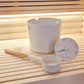 SaunaLife Accessory Package 6 - 1 Gallon Aluminum Bucket, Bamboo Ladle & Fahrenheit Thermometer