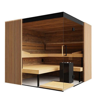 ThermaSol Aalto 4 Person Indoor Traditional Sauna Kit with Semi - Panoramic Glass -  product_vendor - Peak Primal Wellness