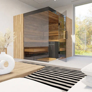 ThermaSol Aalto 4 Person Indoor Traditional Sauna Kit with Semi - Panoramic Glass -  product_vendor - Peak Primal Wellness