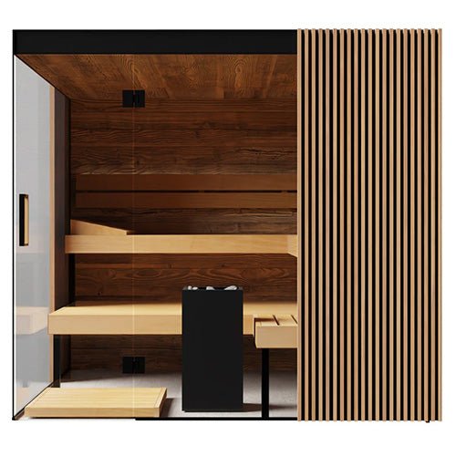 ThermaSol Aalto 4 Person Indoor Traditional Sauna Kit with Semi - Panoramic Glass -  product_vendor - Peak Primal Wellness