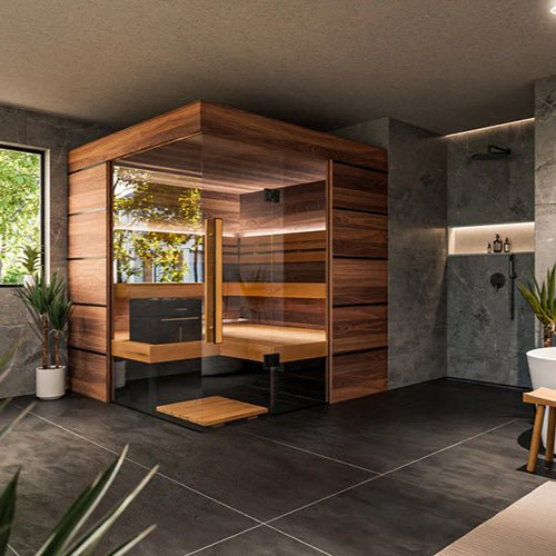 ThermaSol Astra 4 Person Indoor Traditional Sauna Kit with Semi - Panoramic Glass -  product_vendor - Peak Primal Wellness