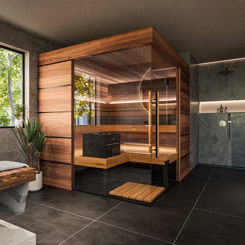 ThermaSol Astra 4 Person Indoor Traditional Sauna Kit with Semi - Panoramic Glass -  product_vendor - Peak Primal Wellness