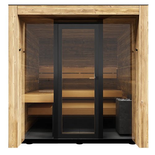 ThermaSol Fortis 4 Person Outdoor Traditional Sauna Cabin with Eave & Tinted Glass -  product_vendor - Peak Primal Wellness
