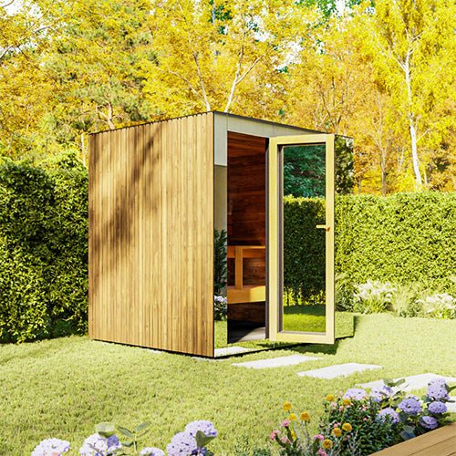 ThermaSol Spectra 4 Person Outdoor Traditional Sauna Cabin with Tinted Glass Front -  product_vendor - Peak Primal Wellness