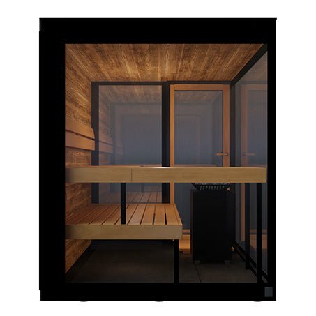 ThermaSol Vue 4 Person Outdoor Traditional Sauna Cabin with Mirrored Glass -  product_vendor - Peak Primal Wellness