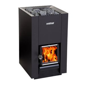 Harvia Linear Series 26.1 kW Black Steel Frame Wood Stove Sauna Heater
