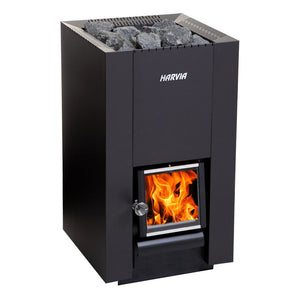 Harvia Linear Series 26.1 kW Black Steel Frame Wood Stove Sauna Heater