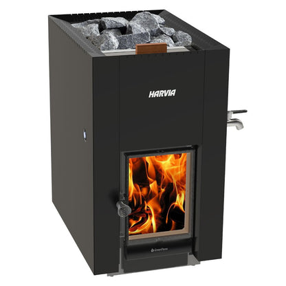 Harvia Linear 22 GreenFlame ES GreenFlame Series, 15.7kW, Water Tank, Wood Sauna Stove -  product_vendor - Peak Primal Wellness