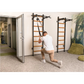 BenchK 221B Wall Bars - Beech Wood & Steel Gymnastic Ladder with 6-Grip Pull-Up Bar, 150 kg Capacity